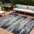 9' X 12' Black Gray And Ivory Striped Washable Indoor Outdoor Area Rug