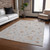 10' X 14' Gray Beige And Coral Floral Washable Indoor Outdoor Area Rug