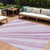 10' X 14' Lavender Ivory And Eggplant Striped Washable Indoor Outdoor Area Rug