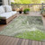 3' X 5' Artichoke Green And Ivory Abstract Washable Indoor Outdoor Area Rug