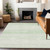 5' X 8' Mint Green And Ivory Striped Washable Indoor Outdoor Area Rug