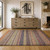 9' X 12' Orange And Beige Striped Shag Washable Area Rug With UV Protection