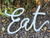 Whitewashed Wood Cutout Eat Wall Decor- Farmhouse Rustic Eat Sign for Kitchen or Dining Room-24" W x 14.5" H - 745499242059