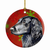 Dog and Christmas Snowflakes Ceramic Ornament - 615872598236
