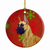 Dog and Christmas Snowflakes Ceramic Ornament - 615872598120