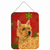 Red and Green Snowflakes Holiday Christmas Design with Dog Wall or Door Hanging Prints - 615872624379