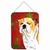 Red and Green Snowflakes Holiday Christmas Design with Dog Wall or Door Hanging Prints - 615872622375