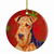 Dog and Christmas Snowflakes Ceramic Ornament - 615872598380