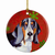 Dog and Christmas Snowflakes Ceramic Ornament - 615872598298