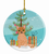 Merry Christmas Tree and Cat Ceramic Ornament - 652259331062