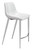 Homeroots Living Room Set of Two White Faux Leather Modern Stitch Bucket Counter Chairs