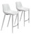 Homeroots Living Room Set of Two White Faux Leather Modern Stitch Bucket Counter Chairs