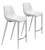 Homeroots Living Room Set of Two White Faux Leather Modern Stitch Bucket Counter Chairs