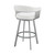 Homeroots Living Room 26" Mod White Faux Leather Silver Finish Swivel Bar Stool, White