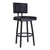 Homeroots Living Room 26" Vintage Black on Black Faux Leather Rectangular Swivel Armless Bar Stool