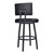 Homeroots Living Room 26" Vintage Black on Black Faux Leather Rectangular Swivel Armless Bar Stool