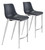 Homeroots Living Room Set of Two Black Faux Leather Modern Stitch Bucket Counter Chairs