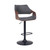 Homeroots Living Room Grey Faux Leather, Walnut Wood and Black Swivel Adjustable Bar Stool