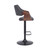 Homeroots Living Room Grey Faux Leather, Walnut Wood and Black Swivel Adjustable Bar Stool