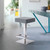 Homeroots Living Room 34" Gray Faux Leather and Iron Swivel Backless Adjustable Height Bar Chair