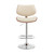 Homeroots Living Room 45" Cream Faux Leather and Iron Swivel Adjustable Height Bar Chair