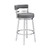 Homeroots Living Room 39" Gray Faux Leather and Stainless Swivel Low Back Bar Height Chair