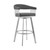 Homeroots Living Room 26" Mod Grey Faux Leather Brushed Silver Finish Swivel Bar Stool, Grey, Brushed Silver