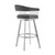 Homeroots Living Room 26" Mod Grey Faux Leather Brushed Silver Finish Swivel Bar Stool, Grey, Brushed Silver