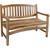 Homeroots Outdoor Compact Teak Outdoor Bench with Curved Design, Natural Finish