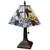 15" Dark Brown Metal Candlestick Table Lamp With Pink and Black Empire Shade