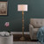 62" Brown And White Polyresin Floor Lamp With White Fabric Shade
