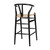 Homeroots Living Room Black Solid Wood Counter Stool, Black Finish, Natural Seat