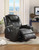 Homeroots Living Room 34" x 37" x 41" Black Bonded Leather Match Swivel Rocker Recliner with Massage