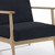 Homeroots Living Room 31" Black and Natural Oak Low Seat Modern Armchair, Black Fabric, Natural Oak Finish