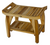 Compact Rectangular Teak Shower Bench with Handles in Natural Finish - 4512822891989