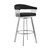 Homeroots Living Room 26" Mod Black Faux Leather Brushed Silver Finish Swivel Bar Stool, Black