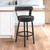 Homeroots Living Room 30" Chic Black Faux Leather Swivel Bar Stool, Black