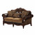 Homeroots Furniture PU 2-Tone Brown Chenille Upholstery Wood Loveseat, Brown, 37 x 70 x 42 Inches