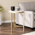Homeroots Living Room 24" Champagne Genuine Marble Look And Iron Rectangular End Table, Champagne Finish, Rectangular Shape
