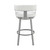 26" White and Gray Faux Leather and Iron Low Back Counter Height Swivel Bar Chair