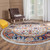Homeroots Home Decor 6' Orange Round Floral Power Loom Area Rug