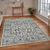 8' X 10' Ivory Gray And Dark Gray Floral Area Rug