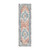 8' Teal Taupe and Rust Geometric Distressed Runner Rug With Fringe