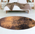 8' Yellow and Brown Round Abstract Non Skid Area Rug