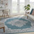 Homeroots Home Decor 8' X 10' Aqua Floral Power Loom Distressed Area Rug