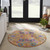 4' Gold Round Floral Power Loom Area Rug