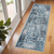 6' Ivory Blue And Gray Medallion Runner Rug