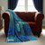 70" X 50" Blue Kantha Silk Patchwork Throw Blanket with Embroidery