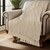 60" X 50" Cream Woven Cotton Throw Blanket with Fringe