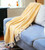 60" X 50" Yellow Woven Cotton Geometric Throw Blanket with Fringe